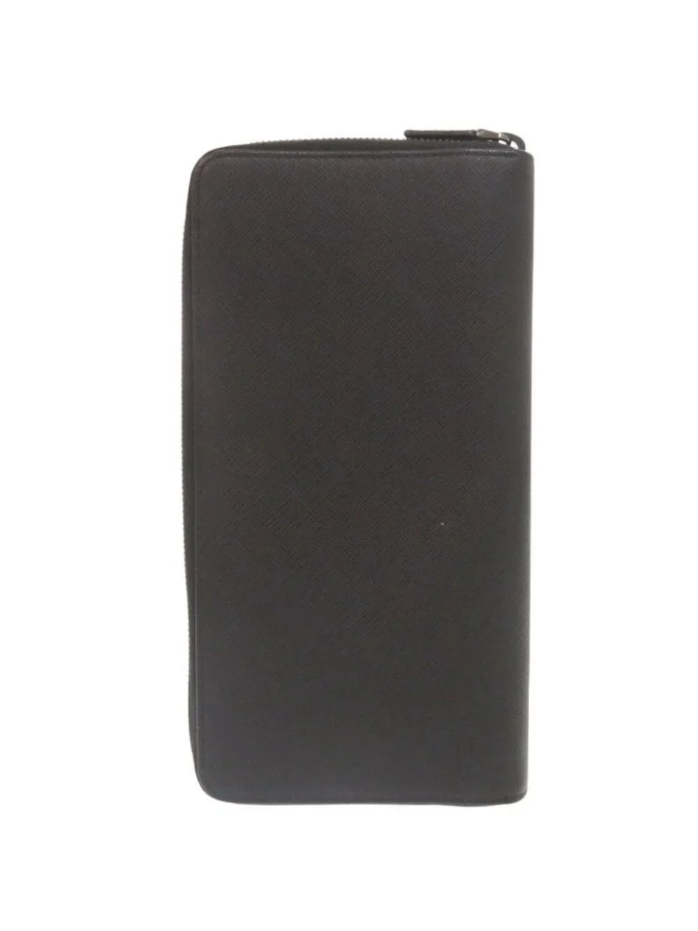 Prada Saffiano Leather Logo Black Zip Around Wallet